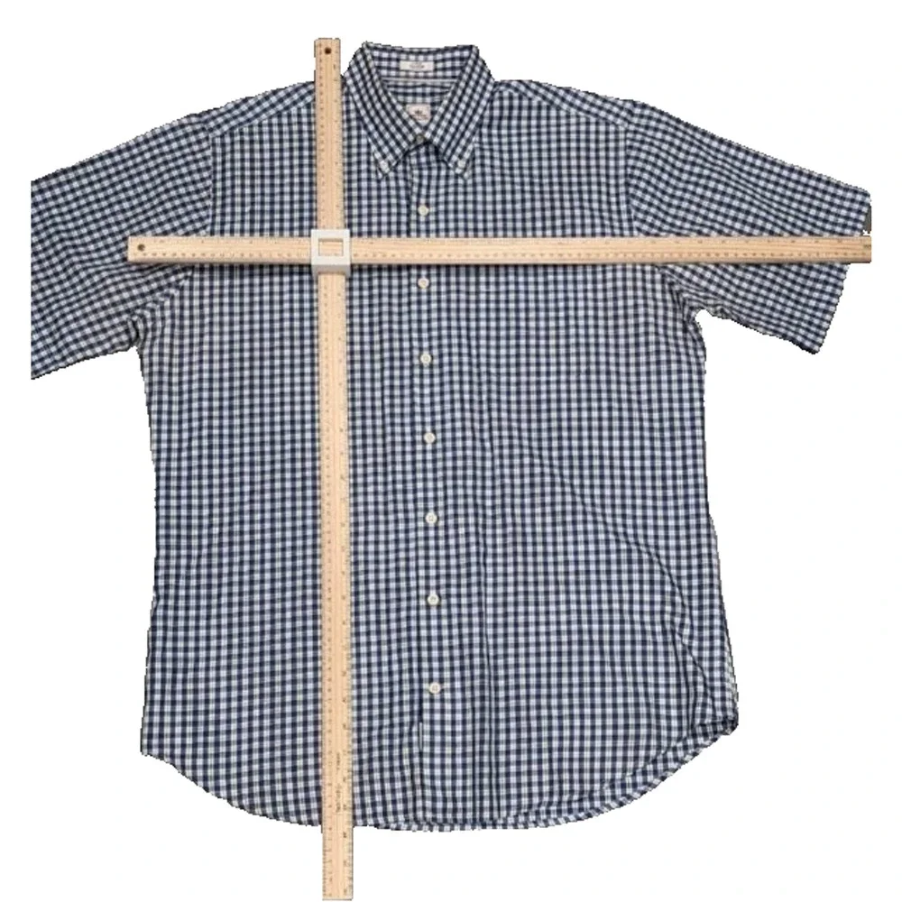 Peter Millar Button Up Shirt Cotton Mens L Crown Blue Checks Plaid A004786 - Picture 2 of 9